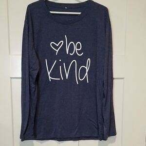 Be Kind Navy Blue Long Sleeve Cotton T Shirt Size XXL